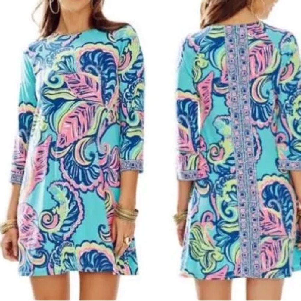 Lilly Pulitzer Bellavista Swing Dress Sea Blue Private Island Engineered